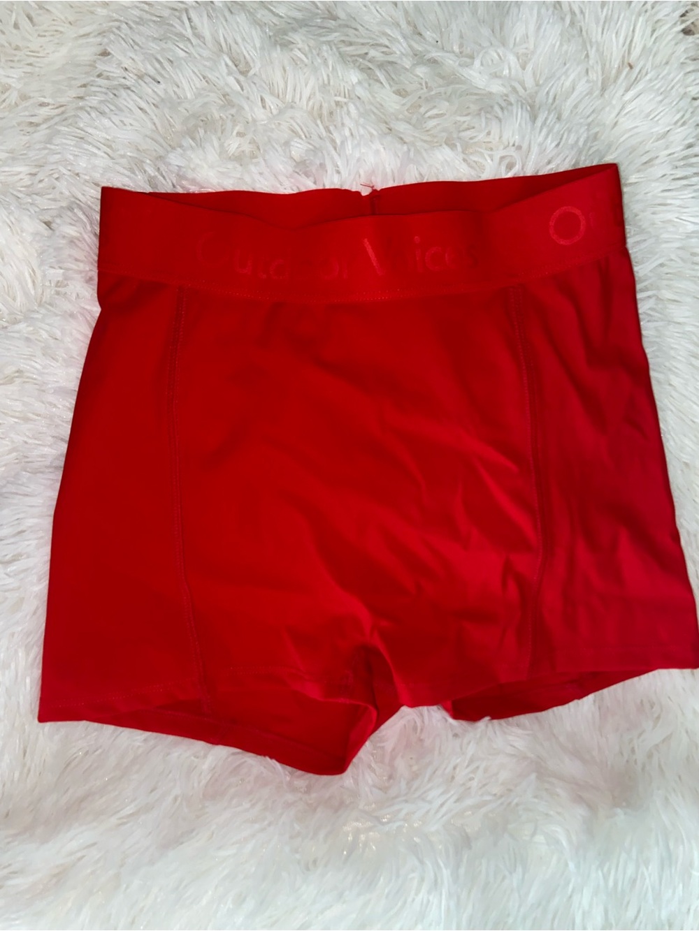 Outdoor Voices Coral-Red High-Rise Athletic Bike Shorts